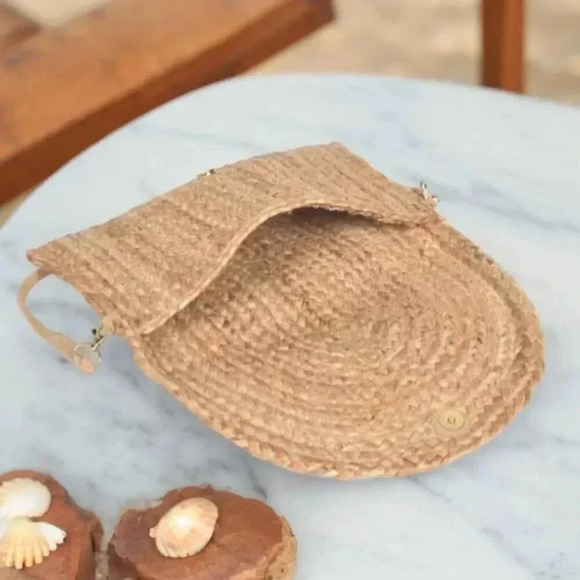 Indian 🫶 Artisan Braided Jute Straw Fringed Boho Chic Clutch Sling Bag - Picture 7 of 9